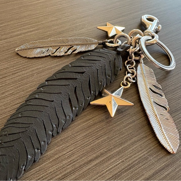 Coach Limited Edition Star Feather Bag Charm Metal Leather Studs - Picture 9 of 11